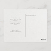 モダン ピンクの桃の花のボタニカル ウェディング サンクス ポストカード (裏面)