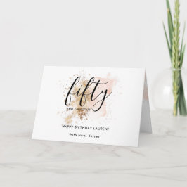 モダン ピンクゴールド グリッター ガーリー 50歳の誕生日 カード