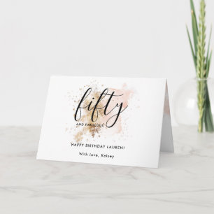 モダン ピンクゴールド グリッター ガーリー 50歳の誕生日 カード