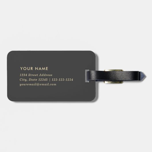 モダン ピンクゴールド ストライプ パーソナライズド スーツケース タグ (裏面横)