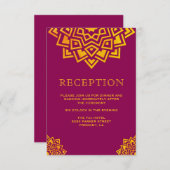 モダン ピンクゴールド マンダラ インドの披露宴 招待状 (正面/裏面)