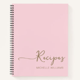 モダン ピンクゴールド モノグラム 名前 クッキングブック レシピ ノートブック