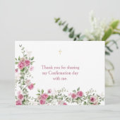 モダン ピンクゴールド 十字架 確認 お礼カード 招待状 (スタンド正面)