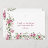 モダン ピンクゴールド 十字架 確認 お礼カード 招待状 (正面/裏面)