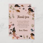 モダン ピンク アフリカ系アメリカ人 誕生日 サンキューカード (正面/裏面)