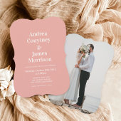 モダン ピンク ウェディング 招待状