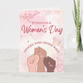 モダン ピンク ウォーターカラー フローラル 女性の日 カード (正面)