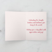 モダン ピンク ウォーターカラー フローラル 女性の日 カード (内部)