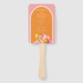 モダン ピンク オレンジ色のポピー 結婚式のプログラム ハンドファン