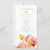 モダン ピンク オレンジ色のポピー 結婚式 プログラム (正面)