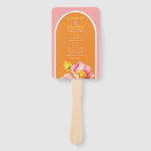 モダン ピンク オレンジ けいじん Wedding Program ハンドファン (正面)