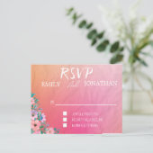 モダン ピンク オレンジ ウォーターカラー タイポグラフィー RSVP インビテーションポストカード (スタンド正面)