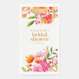 モダン ピンク オレンジ ウォーターカラー フラワー ブライダル シャワー