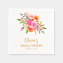 モダン ピンク オレンジ フラワー ブライダル シャワー カスタム