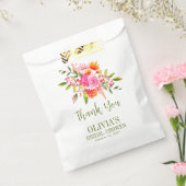 モダン ピンク オレンジ フラワー ブライダル シャワー カスタム フェイバーバッグ (封をした状態)