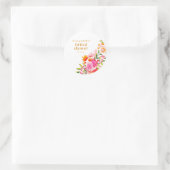 モダン ピンク オレンジ 水彩 花 ブライダル シャワー ラウンドシール (バッグ)