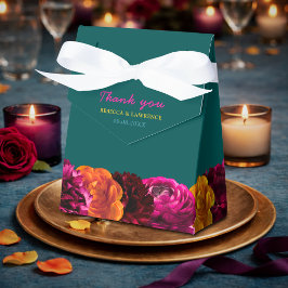 モダン ピンク グリーン イエロー フラワー フェイバーボックス