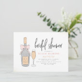 モダン ピンク & ゴールド シャンパン バブリー ブライダル シャワー 招待状 (スタンド正面)