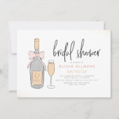 モダン ピンク & ゴールド シャンパン バブリー ブライダル シャワー 招待状 (正面)