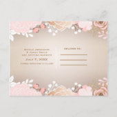 モダン ピンク＆ゴールド フラワー ボタニカル セーブ・ザ・デート 案内ポストカード (裏面)