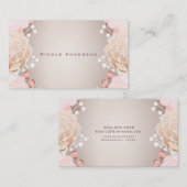 モダン ピンク & ゴールド フラワー ボタニカル フラワーズ ラスティック 名刺 (正面/裏面)