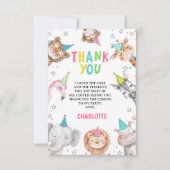 モダン ピンク サファリ パーティー アニマルズ バースデー サンキューカード (正面)