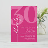 モダン ピンク サーティ 30歳の誕生日パーティー 招待状 (スタンド正面)