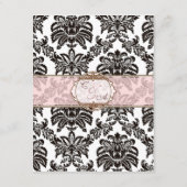 モダン ピンク ダマスク 披露宴カード エンクロージャーカード (裏面)