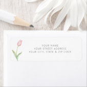 モダン ピンク チューリップ ソロ ブライダル シャワー レジストリー ラベル (インサイチュ)