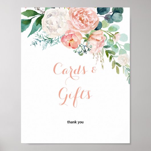 モダン ピンク トロピカル フラワーのカードとギフトのサイン ポスター (正面)