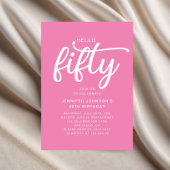 モダン ピンク ハロー 50歳の誕生日 招待状