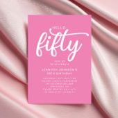 モダン ピンク ハロー 50歳の誕生日 招待状