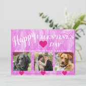 モダン ピンク ハーツ フォト バレンタイン ホリデー カード (スタンド正面)