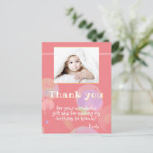 モダン ピンク バブル キッズ フォト ありがとう ポストカード (スタンド正面)