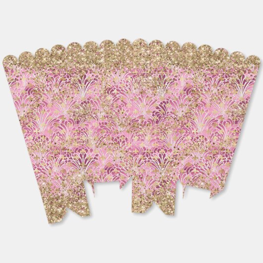 モダン ピンク パープル アブストラクト フローラル ゴールド グリッター フェイバーボックス (見開き)