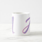モダン ピンク&パープル モノグラム 名前入り A コーヒーマグカップ (中央)