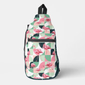 モダン ピンク フラミンゴ ジオメトリック ガーリー オーダーメイド スリングバッグ (正面)