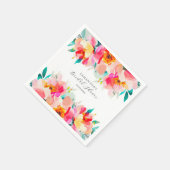 モダン ピンク フラワーの水彩画 ブライダルシャワー スタンダードカクテルナプキン (角)