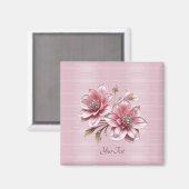 モダン ピンク フラワーマグネット マグネット (正面/裏面)