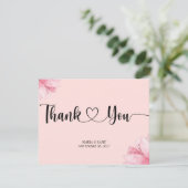 モダン ピンク フラワー ロマンス サンクス カード (スタンド正面)