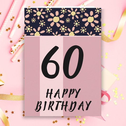 モダン ピンク フラワー 女性 60歳 誕生日 カード