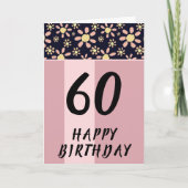 モダン ピンク フラワー 女性 60歳 誕生日 カード (正面)
