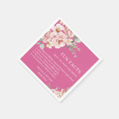 モダン ピンク フローラル ファン ファクト ウェディング スタンダードカクテルナプキン (角)