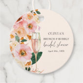 モダン ピンク フローラル ブランシュ & バブル ブライズシャワー フェイバータグ (正面)