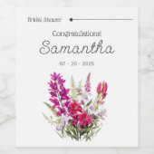 モダン ピンク フローラル ワインラベル (シングルラベル)