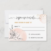 モダン ピンク & ブラック フラワー ゴールド ドット レスポンス カード (正面)