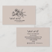 モダン ピンク ブラッシュ フローラル ビジネス カード (正面/裏面)