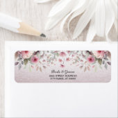 モダン ピンク ホワイト フラワー 返送先ラベル ラベル (インサイチュ)