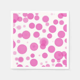モダン ピンク & ホワイト ポルカドット バブル パーティ スタンダードカクテルナプキン