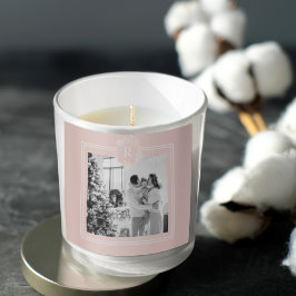 モダン ピンク & ホワイト | 家族写真 |イニシャル スクエアシール